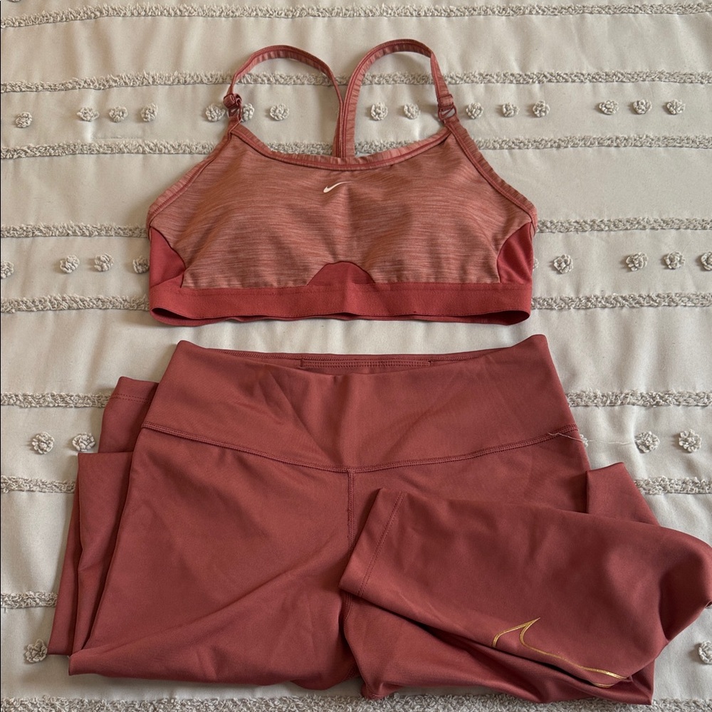 Nike Dri Fit Women's Rust Sports Bra and Leggings Set